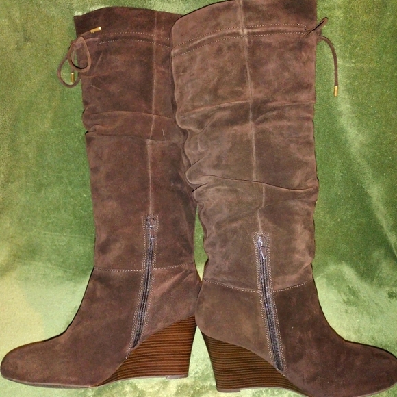 INC brown leather boots# - Picture 1 of 8